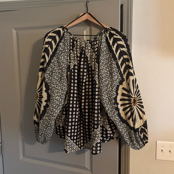 Free People Elena Floral Boho Printed Peasant Top Size Small - Picture 6 of 11